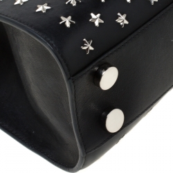Jimmy Choo Black Star Studded Leather Riley Top Handle Bag