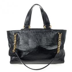 Pre Owned Jimmy Choo Black Patent Leather 'Camille' Quilted Pocket Tote