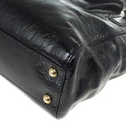 Pre Owned Jimmy Choo Black Patent Leather 'Camille' Quilted Pocket Tote