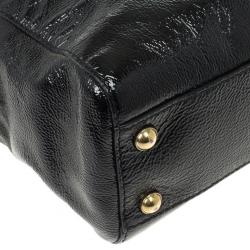 Pre Owned Jimmy Choo Black Patent Leather 'Camille' Quilted Pocket Tote