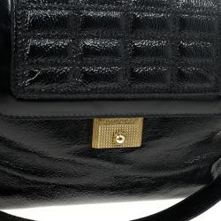 Pre Owned Jimmy Choo Black Patent Leather 'Camille' Quilted Pocket Tote