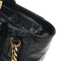 Pre Owned Jimmy Choo Black Patent Leather 'Camille' Quilted Pocket Tote