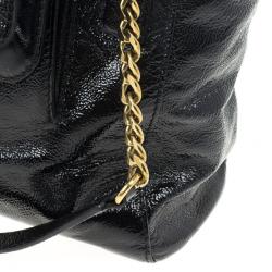 Pre Owned Jimmy Choo Black Patent Leather 'Camille' Quilted Pocket Tote