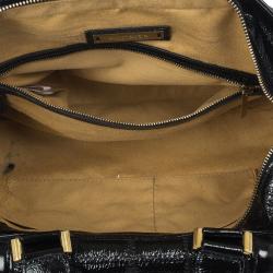 Pre Owned Jimmy Choo Black Patent Leather 'Camille' Quilted Pocket Tote