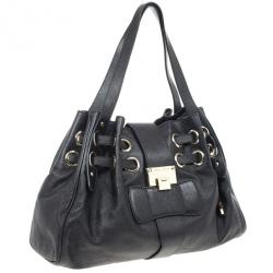 Pre Owned Jimmy Choo Black Leather Ramona Shopper