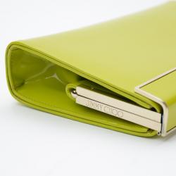 Pre Owned Jimmy Choo Cayla Lime Green Patent Leather Clutch