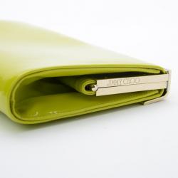 Pre Owned Jimmy Choo Cayla Lime Green Patent Leather Clutch