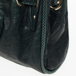 Pre Owned Jimmy Choo Green Leather and Python Embossed Riki Shoulder Bag