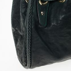 Pre Owned Jimmy Choo Green Leather and Python Embossed Riki Shoulder Bag