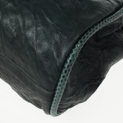 Pre Owned Jimmy Choo Green Leather and Python Embossed Riki Shoulder Bag