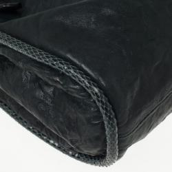 Pre Owned Jimmy Choo Green Leather and Python Embossed Riki Shoulder Bag