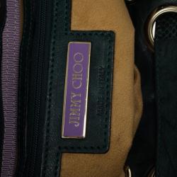 Pre Owned Jimmy Choo Green Leather and Python Embossed Riki Shoulder Bag