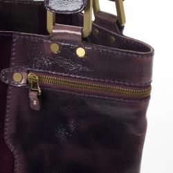 Pre Owned Jimmy Choo Purple Liquid Patent Leather and Suede Mona Tote Bag