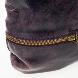 Pre Owned Jimmy Choo Purple Liquid Patent Leather and Suede Mona Tote Bag