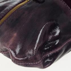 Pre Owned Jimmy Choo Purple Liquid Patent Leather and Suede Mona Tote Bag