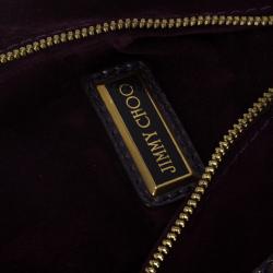 Pre Owned Jimmy Choo Purple Liquid Patent Leather and Suede Mona Tote Bag