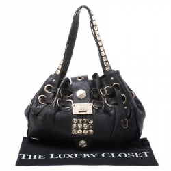 مملوكة مسبقًا Jimmy Choo Black Leather Studded Riki Tote