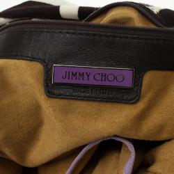 Pre Owned Jimmy Choo Brown and White Zebra Print Pony Hair Saba Large Hobo Bag