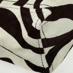 Pre Owned Jimmy Choo Brown and White Zebra Print Pony Hair Saba Large Hobo Bag