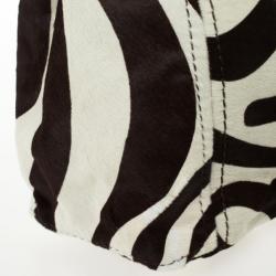 Pre Owned Jimmy Choo Brown and White Zebra Print Pony Hair Saba Large Hobo Bag