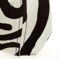 Pre Owned Jimmy Choo Brown and White Zebra Print Pony Hair Saba Large Hobo Bag
