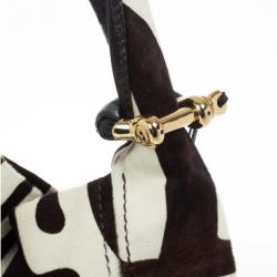 Pre Owned Jimmy Choo Brown and White Zebra Print Pony Hair Saba Large Hobo Bag