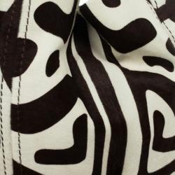 Pre Owned Jimmy Choo Brown and White Zebra Print Pony Hair Saba Large Hobo Bag