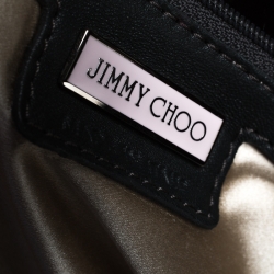 Pre Owned Jimmy Choo Black Croc Embossed Leather Studded Chandra Clutch