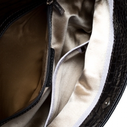 Pre Owned Jimmy Choo Black Croc Embossed Leather Studded Chandra Clutch