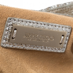 Pre Owned Jimmy Choo Beige/Silver Raffia and Shimmer Leather Rania Tote