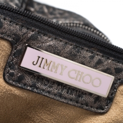 Jimmy Choo Black/Silver Embossed Leather Multichain Tote
