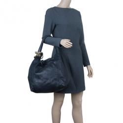 مملوكة مسبقًا Jimmy Choo Blue Leather Medium Saba Hobo