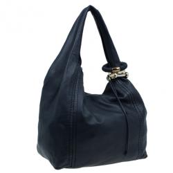 مملوكة مسبقًا Jimmy Choo Blue Leather Medium Saba Hobo