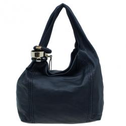 مملوكة مسبقًا Jimmy Choo Blue Leather Medium Saba Hobo
