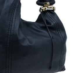 مملوكة مسبقًا Jimmy Choo Blue Leather Medium Saba Hobo