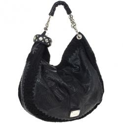 Pre Owned Jimmy Choo Sky Snakeskin Crocheted Hobo
