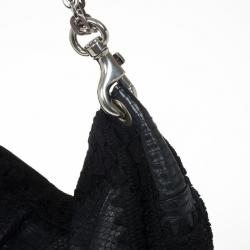 Pre Owned Jimmy Choo Sky Snakeskin Crocheted Hobo