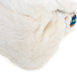 Pre Owned Jimmy Choo White Leather and Fur  Tulita Shoulder Bag
