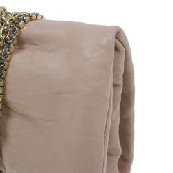 Pre Owned Jimmy Choo Blush Pink Distressed Leather Embellished Chandra Clutch