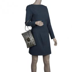 Pre Owned Jimmy Choo Grey Python Rivera Clutch