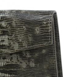 Pre Owned Jimmy Choo Grey Python Rivera Clutch