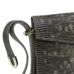 Pre Owned Jimmy Choo Grey Python Rivera Clutch