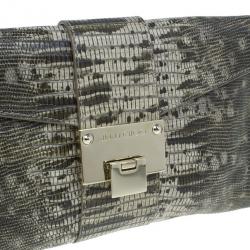 Pre Owned Jimmy Choo Grey Python Rivera Clutch