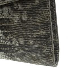 Pre Owned Jimmy Choo Grey Python Rivera Clutch