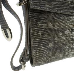 Pre Owned Jimmy Choo Grey Python Rivera Clutch
