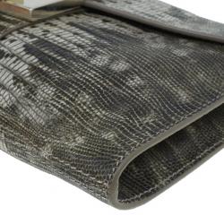 Pre Owned Jimmy Choo Grey Python Rivera Clutch