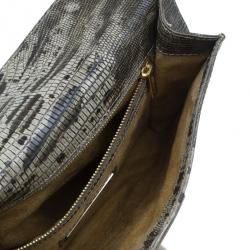 Pre Owned Jimmy Choo Grey Python Rivera Clutch