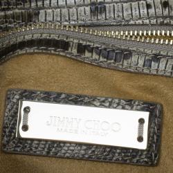 Pre Owned Jimmy Choo Grey Python Rivera Clutch