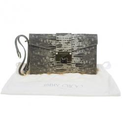 Pre Owned Jimmy Choo Grey Python Rivera Clutch