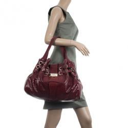 مملوكة مسبقًا Jimmy Choo Burgundy Lizard Embossed Glazed Leather Ramona Bag